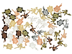 Multi-Tone Turtle and Frog Charm Set of 50