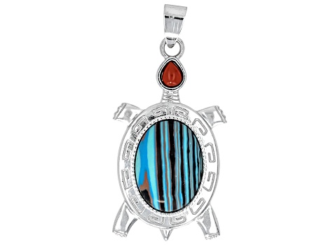Multistone Framed Turtle Pendant Set of 8 - JMO578 | JTV