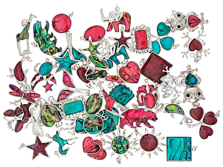 Multicolor Abalone Pendant Set of 50 in Assorted Shapes