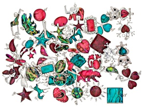 Multicolor Abalone Pendant Set of 50 in Assorted Shapes