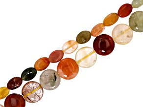 Rutilated Quartz 8-9mm Coin and 5x7mm Oval Bead Strand Set of 2