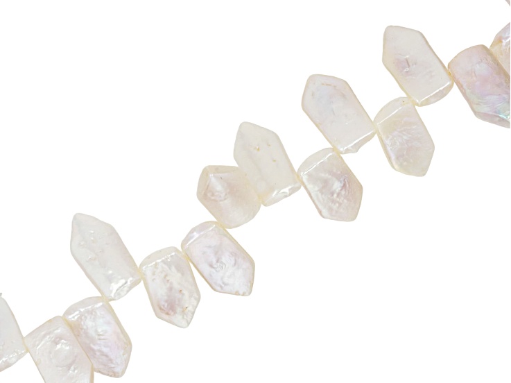 White Freshwater Pearl 8x16-9x18mm Arrow Shaped Bead Strand Approximately 16" in Length