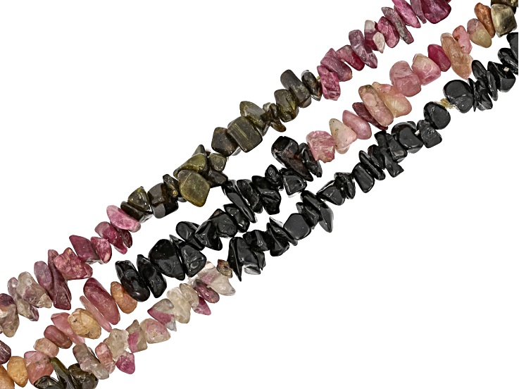 Multicolor Tourmaline Chip Endless Bead Strand Set of 3