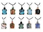 Multistone Carved Turtle Pendant Set of 10