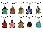 Multistone Carved Turtle Pendant Set of 10