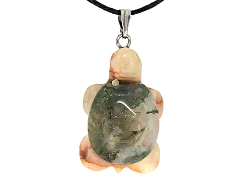 Multistone Carved Turtle Pendant Set of 10