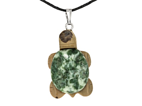 Multistone Carved Turtle Pendant Set of 10