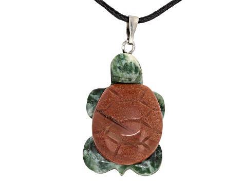 Multistone Carved Turtle Pendant Set of 10