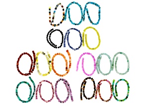 Multi-Stone Cube Bead Strands Set of 18