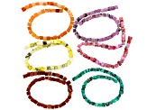 Multi-Stone 4mm Cube Bead Strands Set of 18