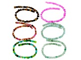 Multi-Stone 4mm Cube Bead Strands Set of 18