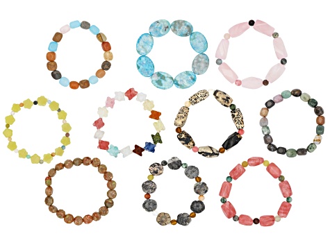 Assorted Multi-Stone Bracelet Set of 10