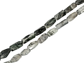 Rutilated Quartz Faceted Cylinder Bead Strand Set of 2
