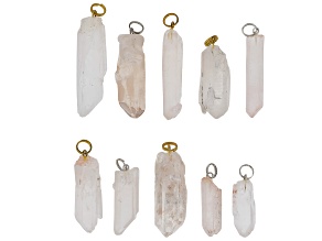 Natural Crystal Quartz Point Pendant Set of 10