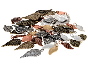 Multi-Tone Assorted Leaf Charm Set of 50