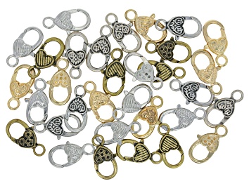 Picture of Multi-Tone Assorted 27x14mm Heart Clasp Set of 32