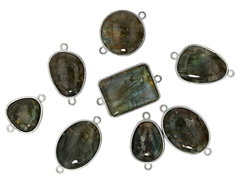 Labradorite Double Sided 22-30mm Connector Set of 8