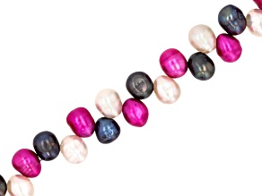 Multicolor Cultured Freshwater 10x6mm Pearl Side Drilled Bead Strand