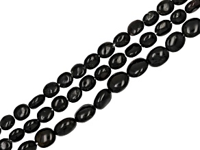 Black Tourmaline 5x7mm Oval Bead Strand Set of 3