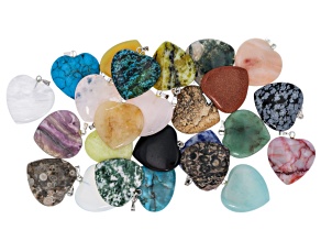 Multi-Stone 25mm Heart Pendant Set of 25