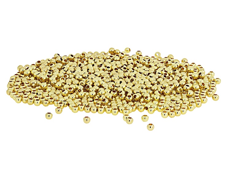 Gold Tone 3mm Round Loose Bead Set of 1000
