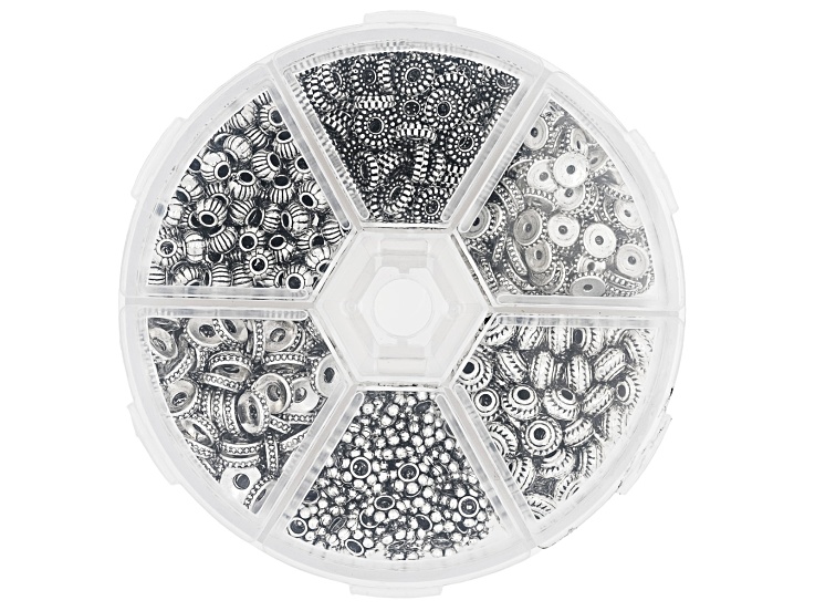 Antique Silver Tone 5-7mm Assorted Spacer Bead Set of 600