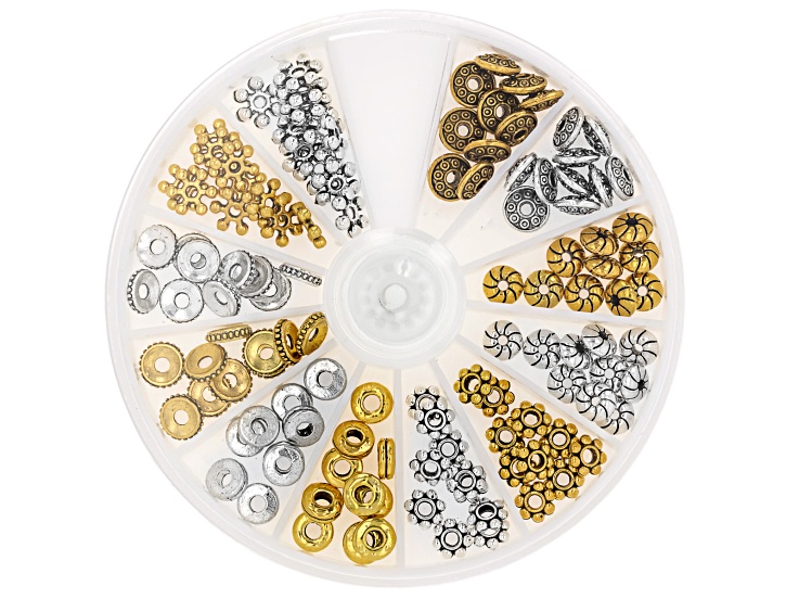 Antique Gold & Silver Tone 5-7mm Spacer Beads in Assorted Styles Set of 120
