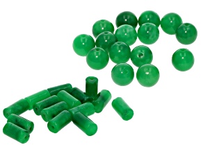 Jadeite 6x11mm Cylinder & 8mm Round Bead Set of 30