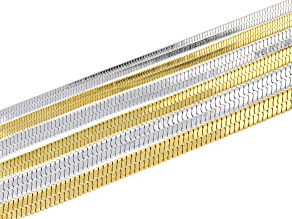 Stainless Steel & 18k Gold Over Stainless Steel 4mm, 5mm, & 6mm Snake Chain Necklace 18+2" in Length