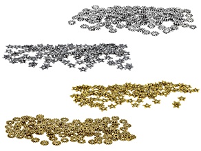 Antique Silver & Gold 10x2mm Beaded Star & Circle Spacer Bead Set of 500