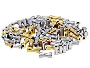 Stainless Steel & 18k Gold Over Stainless Steel Bead Set of 90