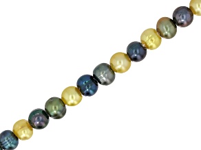 Cultured Freshwater Pearl 7.5-8mm Yellow Green Multicolor Large Hole Bead Strand 8 inches