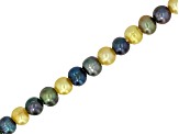 Cultured Freshwater Pearl 7.5-8mm Yellow Green Multicolor Large Hole Bead Strand 8 inches