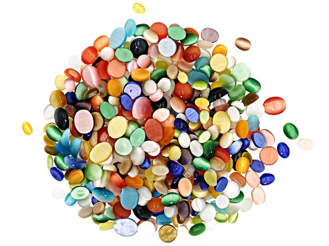 Multicolor Fiber Optic Cabochon Parcel Total of 100 Grams
