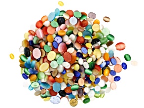 Multicolor Fiber Optic Cabochon Parcel Total of 100 Grams
