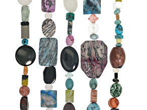 Multi-Stone Assorted Size and Shape Bead Strand Set of 5