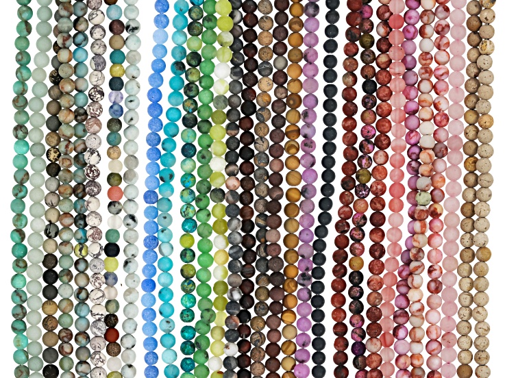 Multi-Stone Matte 4mm Round Bead Set of 30