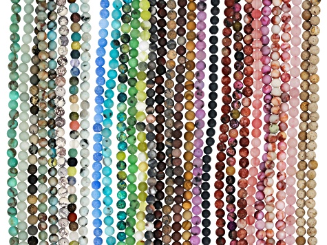 Multi-Stone Matte 4mm Round Bead Set of 30