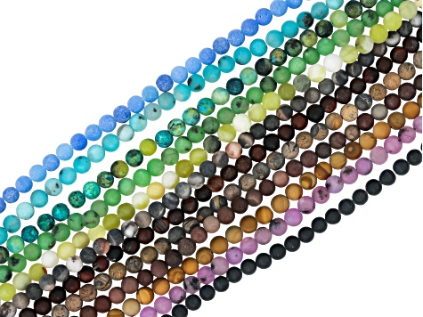 Multi-Stone Matte 4mm Round Bead Set of 30