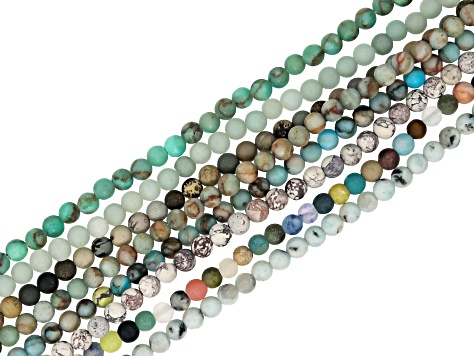 Multi-Stone Matte 4mm Round Bead Set of 30