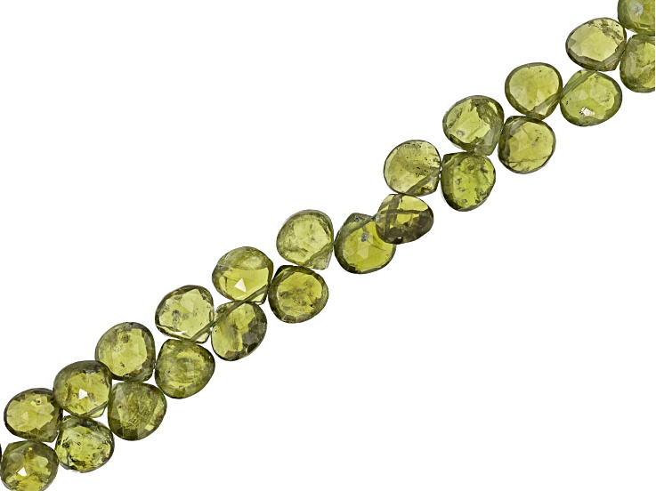 Vesuvianite 6-8mm Faceted Heart Teardrop Bead Strand Approximately 8" in Length