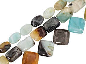 Amazonite Oval, Square, Rectangular Bead Strand Set of 3