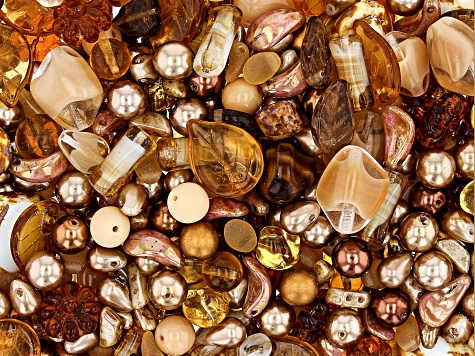 Czech Glass Latte Love Hand Mixed 1 LB Bag of Asst Shape, Color, & Size Beads, No 2 Are Alike