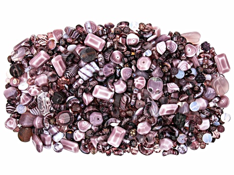 5 Czech Glass 16mm Heart Beads - Mixed Pink Gold Finish