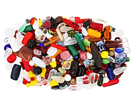 Czech Glass Razzmatazzle Hand Mixed 1 LB Bag of Asst Shape, Color, & Size Beads, No 2 Are Alike