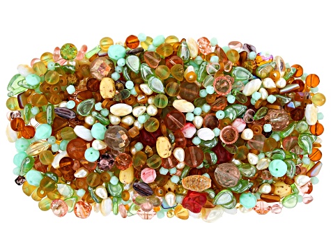 Glass Beads, assorted shapes, 6-12mm, 1-LB, Mixed