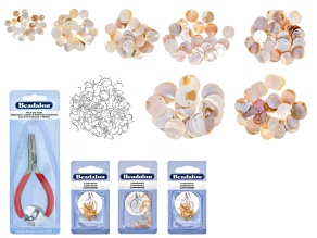 Pinch Bail Kit & Mother of Pearl Flat Disc Loose Bead Set