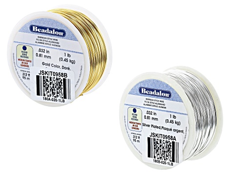 Round German Style Wire 20 Gauge in Silver & Gold Tone 1lb Spool Set of 2