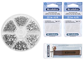 White Silk Thread, Knotter Tool, & Silver Tone Findings Set