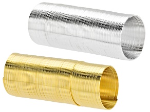 Silver & Gold Tone Round Memory Wire Ring, .025 Inch, 0.655mm Diameter Wire Set of 2